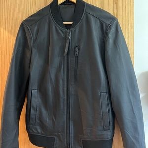 Men’s All Saints Ivor Leather Bomber Jacket - Black